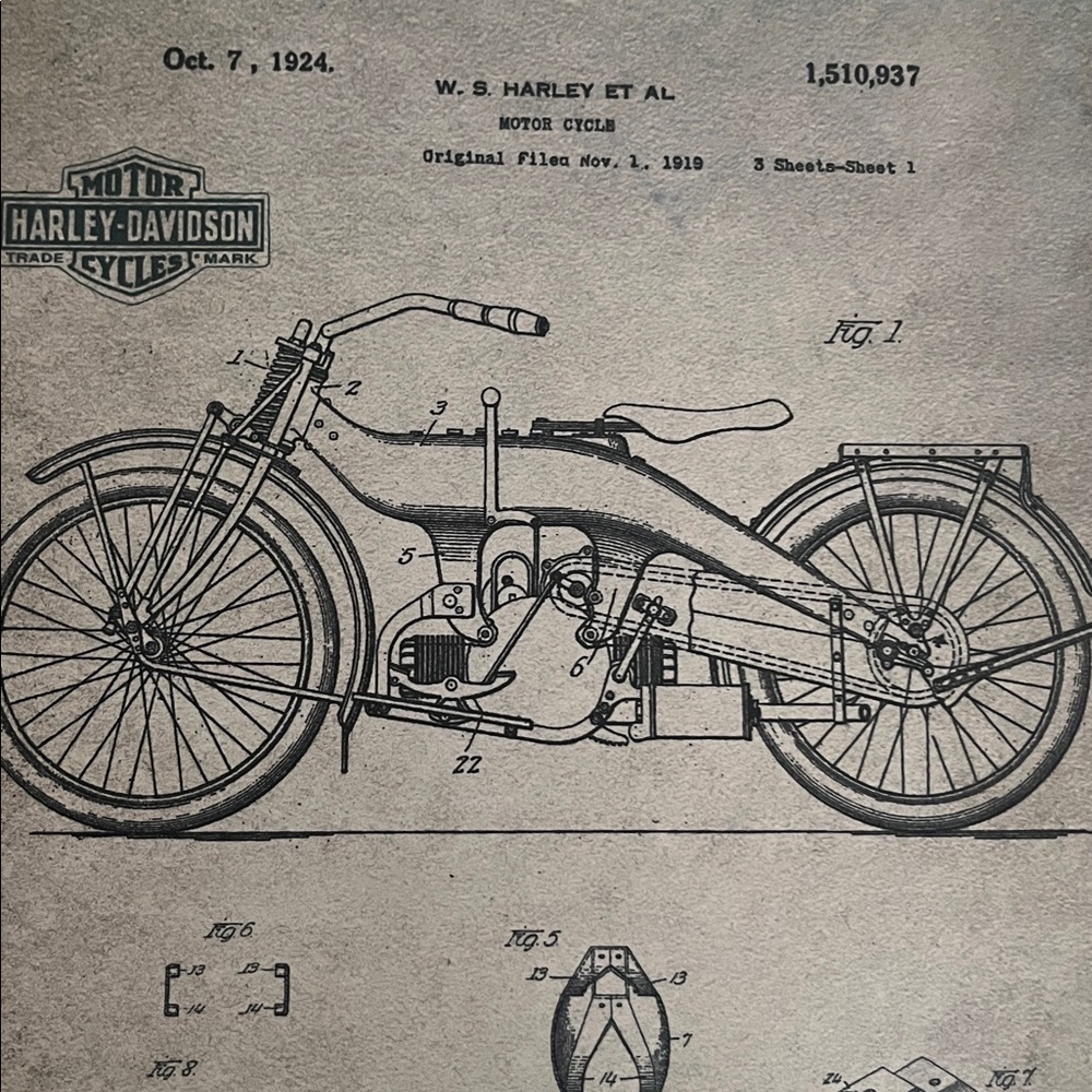 Vintage Harley Davidson Motor Cycle Design Plans 4 Year Models
